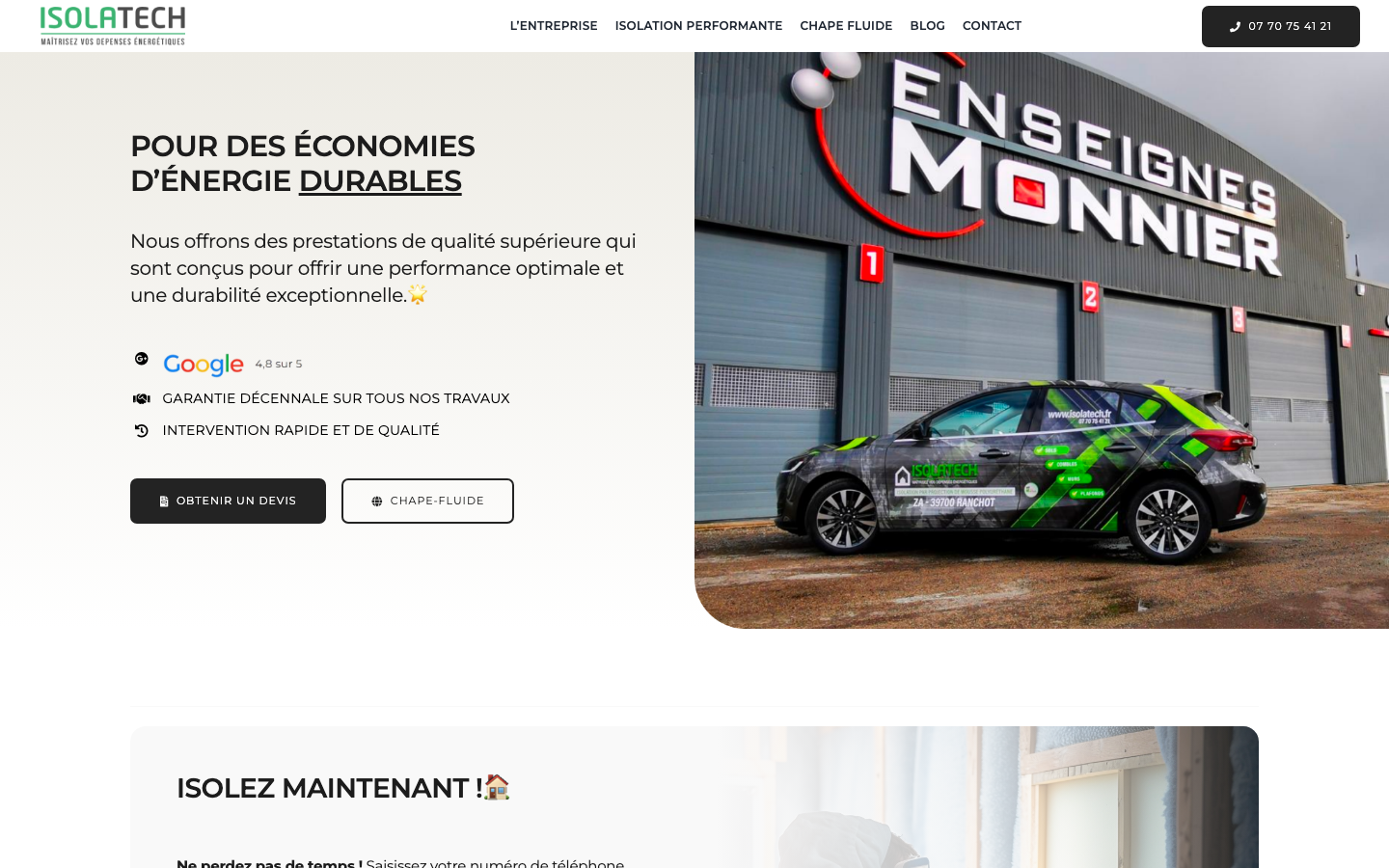 Ancien site WordPress Isolatech (thème Avada)